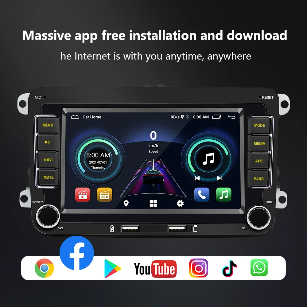 7″ Carplay For VW Tiguan Caddy Jetta Polo Passat Multimedia Player Stereo GPS Nav WiFi – Smartauto