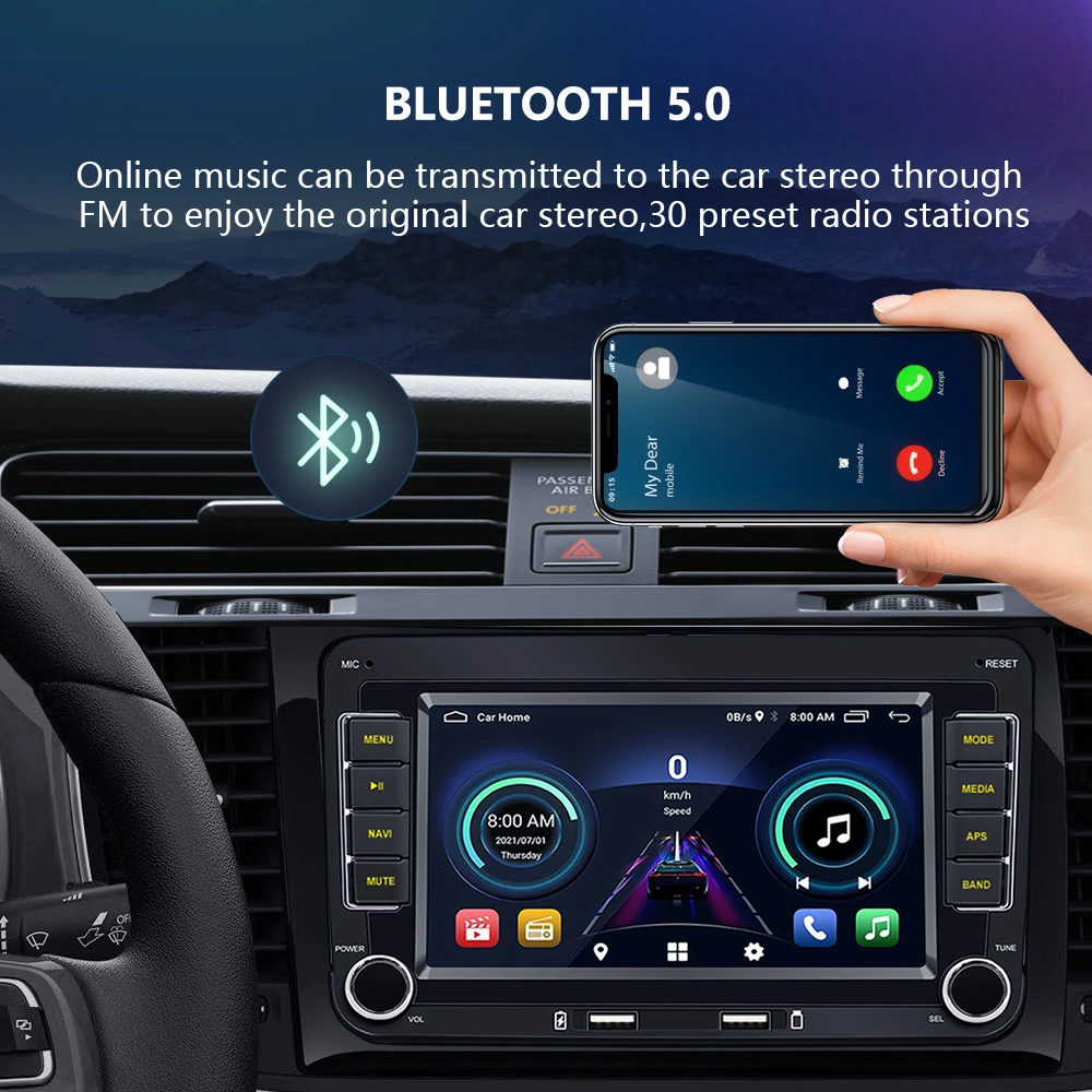 Radio 2 DIN Carplay Autoradio Car Multimedia Player Intelligent System  Passat B6 Golf 7 Som Automotivo Bluetooth VW Caddy Tucson - China Radio 2  DIN, Car Radio